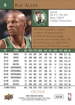 2009-10 Upper Deck First Edition - Gold #8 Ray Allen Back