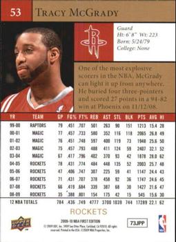 2009-10 Upper Deck First Edition - Gold #53 Tracy McGrady Back