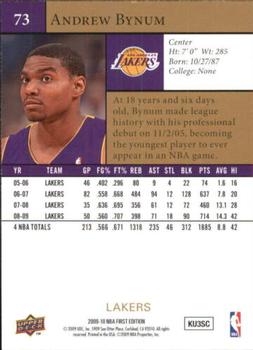 2009-10 Upper Deck First Edition - Gold #73 Andrew Bynum Back