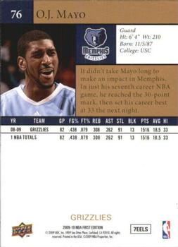 2009-10 Upper Deck First Edition - Gold #76 O.J. Mayo Back