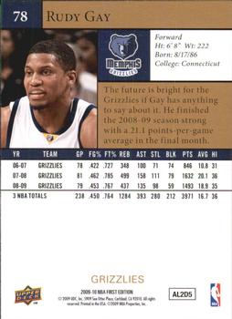 2009-10 Upper Deck First Edition - Gold #78 Rudy Gay Back
