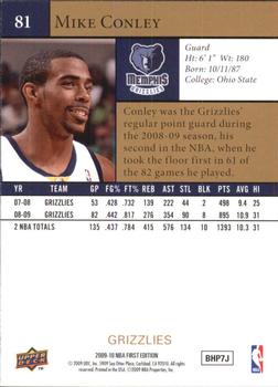 2009-10 Upper Deck First Edition - Gold #81 Mike Conley Back