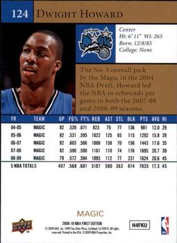 2009-10 Upper Deck First Edition - Gold #124 Dwight Howard Back