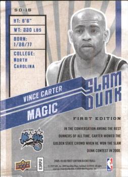 2009-10 Upper Deck First Edition - Slam Dunk #SD-15 Vince Carter Back