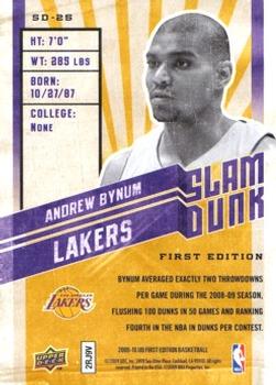 2009-10 Upper Deck First Edition - Slam Dunk #SD-25 Andrew Bynum Back