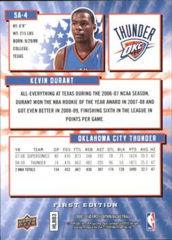 2009-10 Upper Deck First Edition - Star Attractions #SA-4 Kevin Durant Back