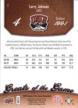 2009-10 Upper Deck Greats of the Game - SN50 #7 Larry Johnson Back