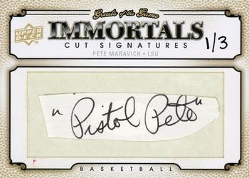 2009-10 Upper Deck Greats of the Game - Immortals Cut Signatures #I-PM Pete Maravich Front
