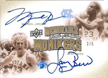2009-10 Upper Deck Greats of the Game - Memorable Monikers Dual #MM-JB Larry Bird / Michael Jordan Front