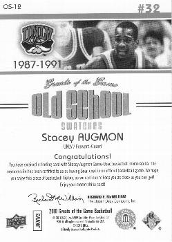 2009-10 Upper Deck Greats of the Game - Old School Swatches #OS-12 Stacey Augmon Back