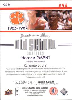 2009-10 Upper Deck Greats of the Game - Old School Swatches #OS-18 Horace Grant Back