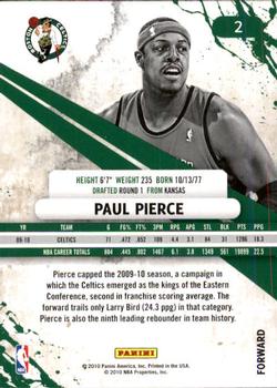 2010-11 Panini Rookies & Stars Longevity #2 Paul Pierce  Back