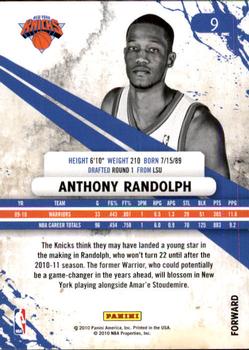 2010-11 Panini Rookies & Stars Longevity #9 Anthony Randolph  Back