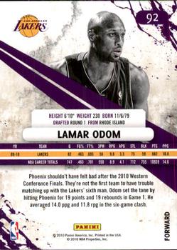 2010-11 Panini Rookies & Stars Longevity #92 Lamar Odom  Back