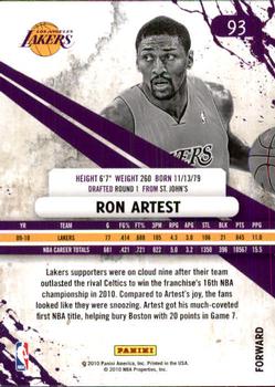 2010-11 Panini Rookies & Stars Longevity #93 Ron Artest  Back