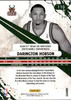 2010-11 Panini Rookies & Stars Longevity #119 Darington Hobson  Back