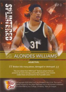 2021-22 Wild Card Alumination - Splintered Orange #ASP-3 Alondes Williams Back