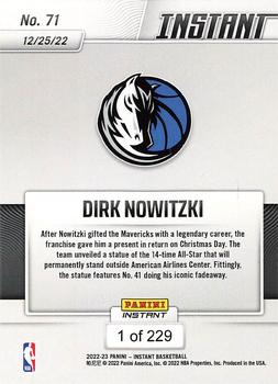 2022-23 Panini Instant NBA #71 Dirk Nowitzki Back