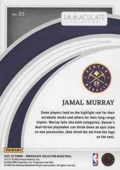 2021-22 Panini Immaculate Collection #22 Jamal Murray Back