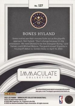 2021-22 Panini Immaculate Collection #127 Bones Hyland Back