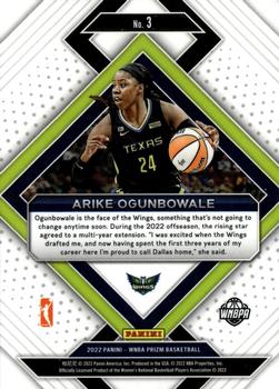 2022 Panini Prizm WNBA - Emergent #3 Arike Ogunbowale Back