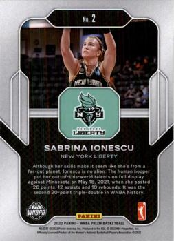 2022 Panini Prizm WNBA - Far Out #2 Sabrina Ionescu Back