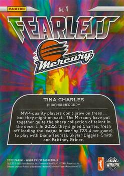 2022 Panini Prizm WNBA - Fearless #4 Tina Charles Back