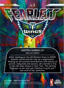 2022 Panini Prizm WNBA - Fearless #6 Satou Sabally Back