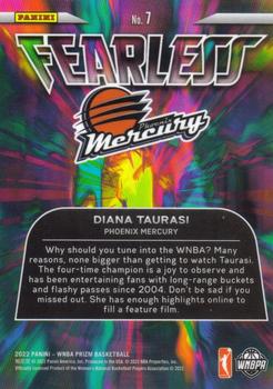 2022 Panini Prizm WNBA - Fearless #7 Diana Taurasi Back