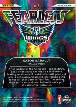 2022 Panini Prizm WNBA - Fearless Prizms Green #6 Satou Sabally Back