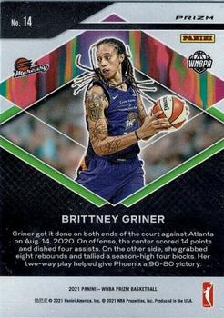 2022 Panini Prizm WNBA - Fearless Prizms Green #9 Brittney Griner Back