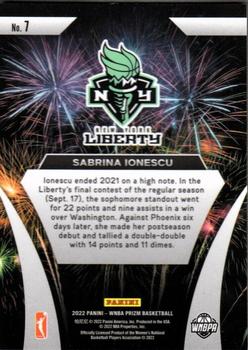 2022 Panini Prizm WNBA - Fireworks #7 Sabrina Ionescu Back