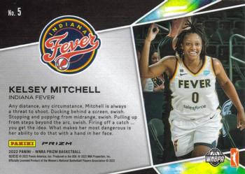 2022 Panini Prizm WNBA - Get Hyped Prizms Green #5 Kelsey Mitchell Back