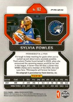 2022 Panini Prizm WNBA - W25 Prizms Signatures #162 Sylvia Fowles Back