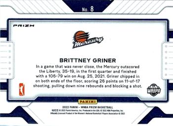 2022 Panini Prizm WNBA - Widescreen Prizms Green #8 Brittney Griner Back
