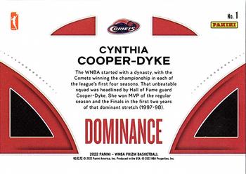 2022 Panini Prizm WNBA - Dominance #1 Cynthia Cooper-Dyke Back