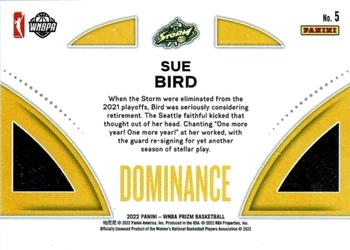 2022 Panini Prizm WNBA - Dominance #5 Sue Bird Back