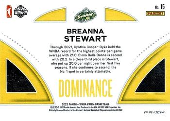 2022 Panini Prizm WNBA - Dominance Prizms Green #15 Breanna Stewart Back