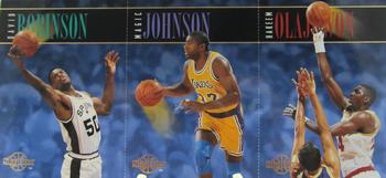 1994-95 SkyBox Premium - 3-Card Panel Exchange #NNO David Robinson / Magic Johnson / Hakeem Olajuwon Front