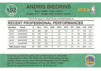 2010-11 Donruss #192 Andris Biedrins  Back
