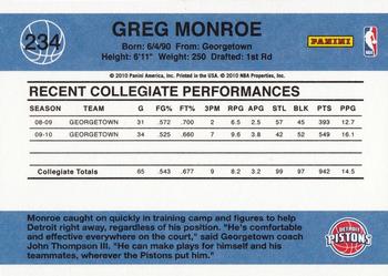 2010-11 Donruss #234 Greg Monroe  Back
