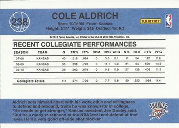2010-11 Donruss #238 Cole Aldrich  Back