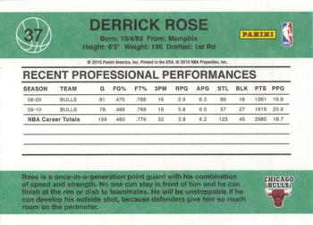 2010-11 Donruss #37 Derrick Rose  Back