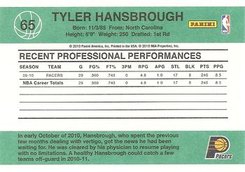 2010-11 Donruss #65 Tyler Hansbrough  Back