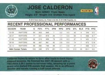 2010-11 Donruss #32 Jose Calderon  Back