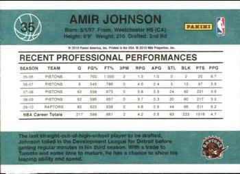 2010-11 Donruss #35 Amir Johnson  Back