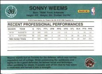 2010-11 Donruss #36 Sonny Weems  Back