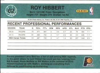 2010-11 Donruss #62 Roy Hibbert  Back