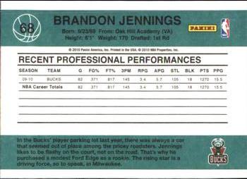 2010-11 Donruss #68 Brandon Jennings  Back