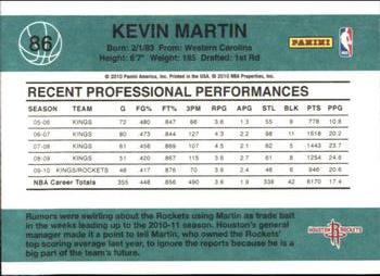 2010-11 Donruss #86 Kevin Martin  Back